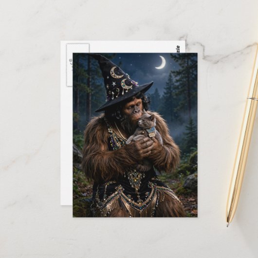 Carte Postale Sasquatch et son chaton (Devant/Arrière en situation)