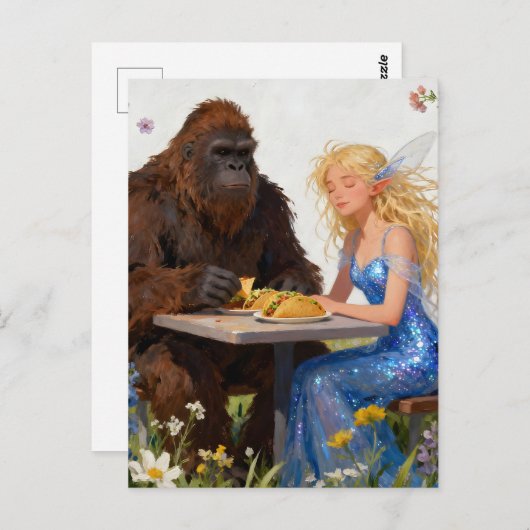 Carte Postale Sasquatch et un Tacos à manger à la Fée (Devant / Derrière)