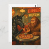 Carte Postale Sasquatch et une pizza mangeuse de l'Appaloosa à l (Devant / Derrière)