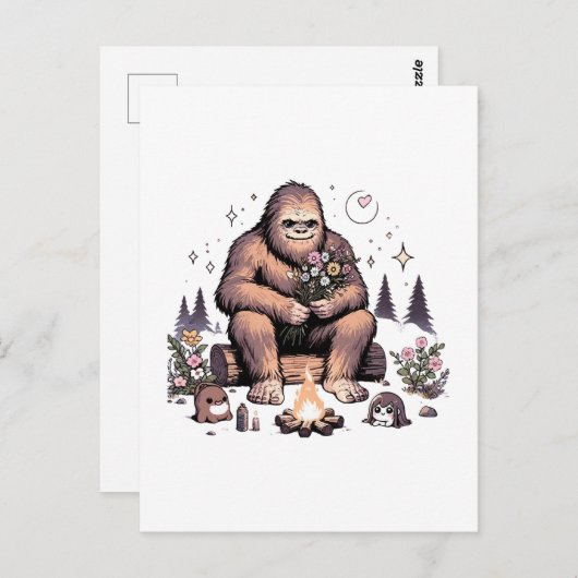 Carte Postale Sasquatch Holding Flowers (Devant / Derrière)