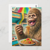 Carte Postale Sasquatch mange des spaghetti (Devant / Derrière)