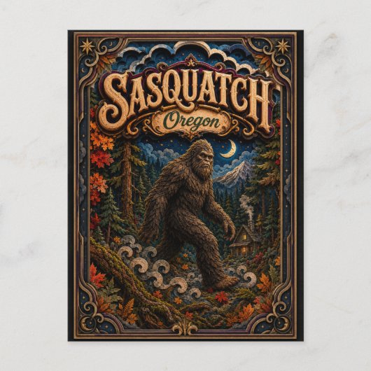 Carte Postale Sasquatch Oregon Popcut Légendes (Devant)