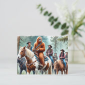 Carte Postale Sasquatch profite d'un parcours de groupe (Debout devant)