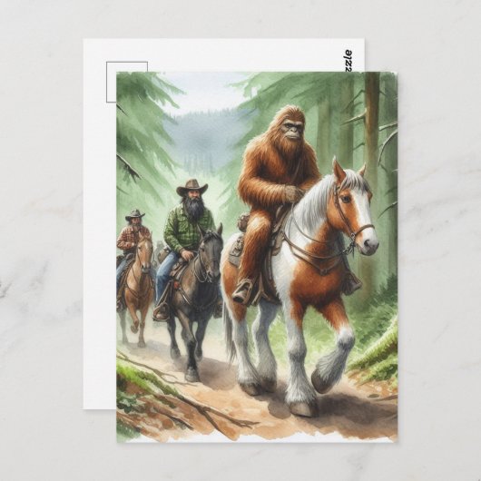 Carte Postale Sasquatch sur un parcours de groupe (Devant / Derrière)
