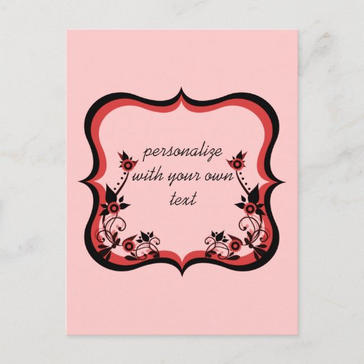 Carte postale Sassal Floral Frame, Rouge (Devant)