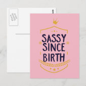 Carte Postale Sassy Depuis La Naissance Humoristique (Devant / Derrière)