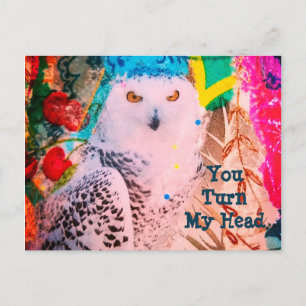Carte Postale Sassy Owl Valentine's Day Postcard Art original