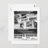CARTE POSTALE SATAN'S SADISTS (Devant / Derrière)
