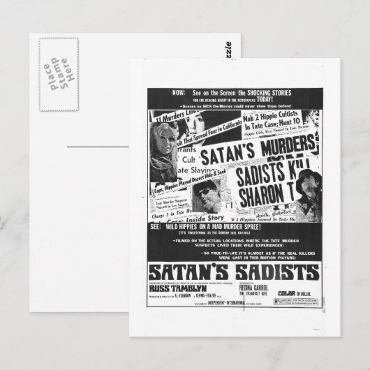 CARTE POSTALE SATAN'S SADISTS (Devant / Derrière)