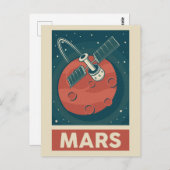 Carte Postale Satellite Mars Retro Galaxy (Devant / Derrière)