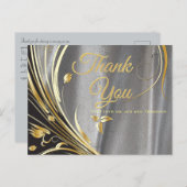 Carte Postale Satin argenté et Merci de fleur or (Devant / Derrière)