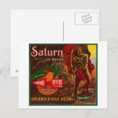 Carte Postale Saturn Orange LabelUpland, CA (Devant / Derrière)