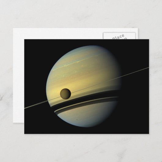 Carte Postale Saturn & Titan Cassini Photo spatiale (Devant / Derrière)