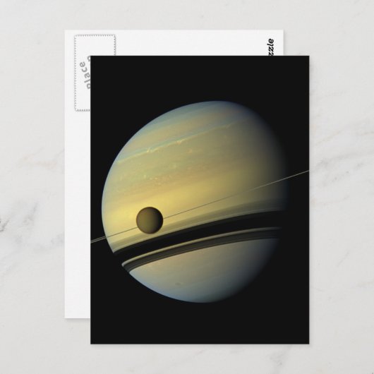 Carte Postale Saturn & Titan Cassini Photo spatiale (Devant / Derrière)