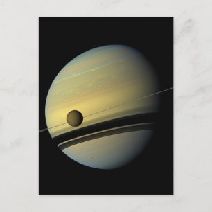 Carte Postale Saturn & Titan Cassini Photo spatiale