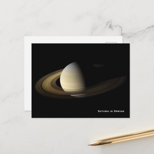 Carte Postale Saturne à l'équinoxe du printemps, Cassini-Huygens (Devant/Arrière en situation)