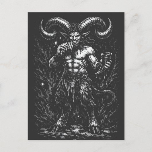 Carte Postale Satyre d'hiver cornu — par BurnsInHell (Devant)