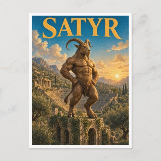 Carte Postale Satyre, monstre de fantasy gothique (Devant)