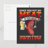 Carte Postale Saucisse barbecue amusante pour les amateurs de vi (Devant / Derrière)