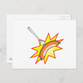 Carte Postale Saucisse volante - combat alimentaire (Devant / Derrière)