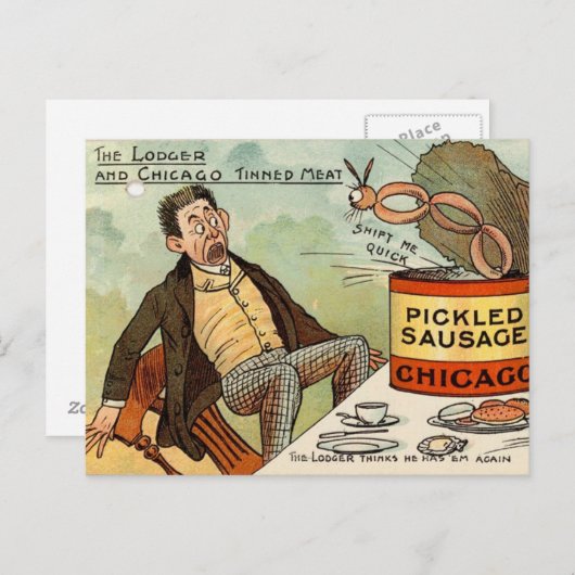 Carte Postale Saucisson Pické Sécurité alimentaire - Carton Vint (Devant / Derrière)