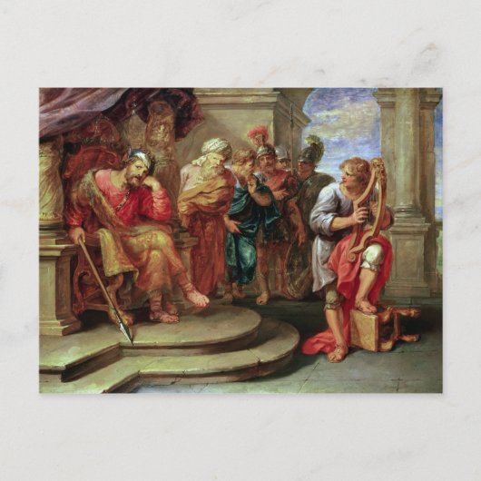 Carte Postale Saul à l'écoute de David Jouer à la harpe (Devant)