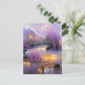 Carte Postale Saule rose au coucher du soleil près de l'étang (Debout devant)