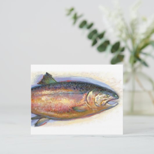 Carte postale saumon (Debout devant)