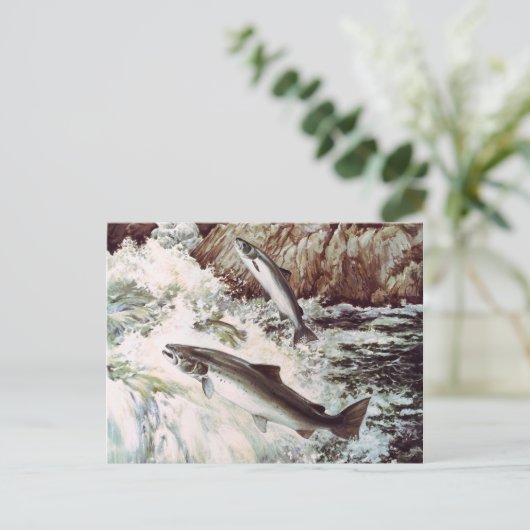 Carte postale saumon (Debout devant)