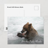 Carte Postale saumon Brown à Brooks Falls Alaska (Devant / Derrière)
