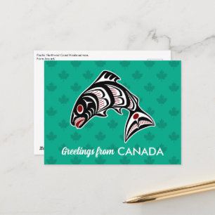 Carte Postale Saumon d'art amérindien Red Black Haida