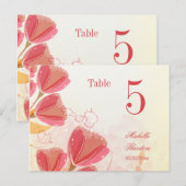 Carte Postale Saumon élégant tulipes rose mariage numéro de tabl (Devant / Derrière)