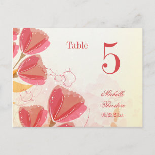 Carte Postale Saumon élégant tulipes rose mariage numéro de tabl