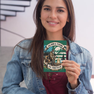 Carte Postale Saumon & Pêche : Une Journée Au Bord Du Lac