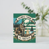 Carte Postale Saumon & Pêche : Une Journée Au Bord Du Lac (Debout devant)