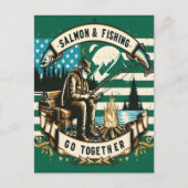 Carte Postale Saumon & Pêche : Une Journée Au Bord Du Lac (Devant)