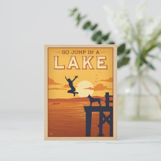 Carte Postale Sauter dans un lac (Debout devant)