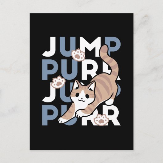 Carte Postale Sauter Purr Jump : Conception de chat joueuse avec (Devant)