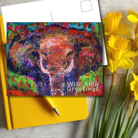 Carte Postale Sauve Side Salutations Abstrait Elephant
