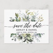 Carte Postale Sauvegarder la date aquarelle verdure calligraphie (Devant)