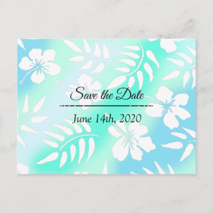 Carte Postale Sauvegarder la date bleu sarcelle hibiscus thème t
