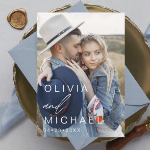 Carte Postale Sauvegarder la date Bohème Minimaliste Photo Moder