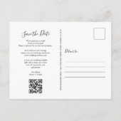 Carte Postale Sauver la Date Écriture Élégante Photo QR Code (Dos)