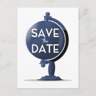 Carte Postale Sauver la date Globe Vintage