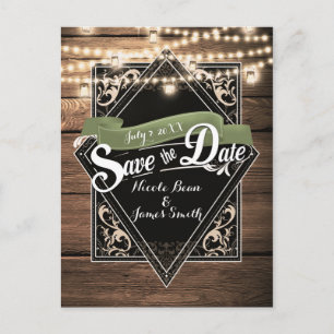 Carte Postale Sauver La Date Rustique Bois & Luminaires Engageme
