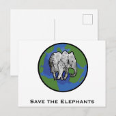 Carte Postale Sauver les Éléphants (Devant / Derrière)