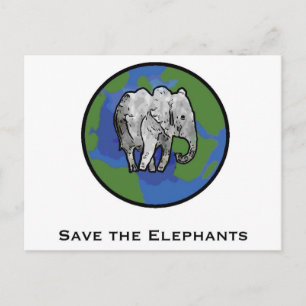 Carte Postale Sauver les Éléphants