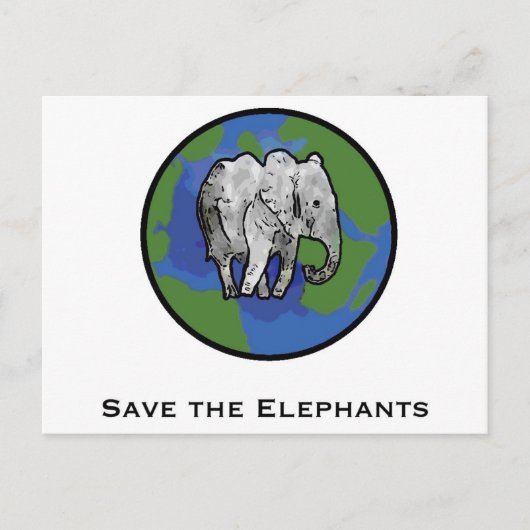 Carte Postale Sauver les Éléphants (Devant)