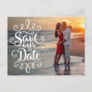 Carte Postale Sauver notre date de mariage | Écriture manuscrite