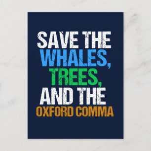Carte Postale Sauvez la coma d'Oxford amusante